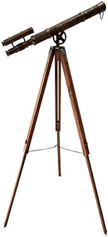 Double Barrel Nautical Brass Telescope with Wooden Tripod