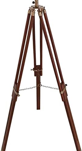 Nautical Antique Solid Brass Telescope with Wooden Tripod