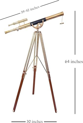 Nautical Brass Tripod Stand 28x Magnification Spyglass Decor
