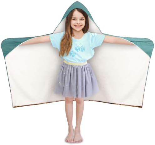 Personalized Hooded Beach Towel for Kids Blue Wooden Board Starfish Design