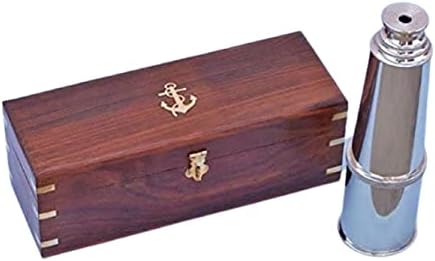 27 Inch Chrome Spyglass Telescope with Rosewood Box