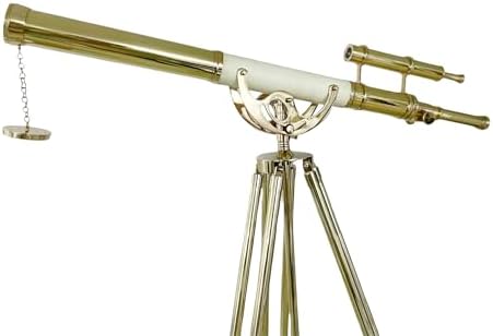 Nautical Brass Telescope with White Leather Wrap