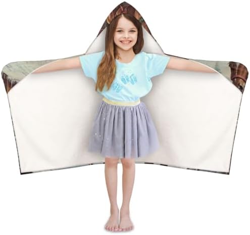 Personalized Kids Hooded Beach Towel with Horse Design