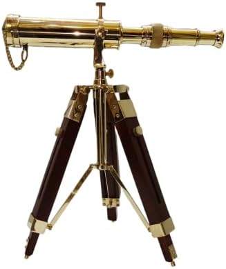 Nautical Marine Handmade Brass Telescope with Wooden Tripod Stand