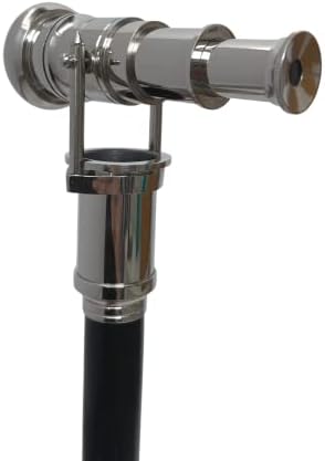 Walking Cane with Telescope Brass Handle Foldable Nautical Wooden Walking Stick