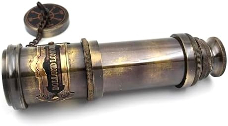 Vintage Nautical Brass Telescope with Wood Box