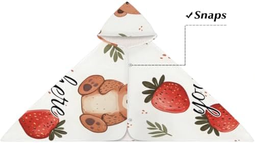 Personalized Cute Bear Beach Towel for Kids Custom Name Hooded Bath Towel