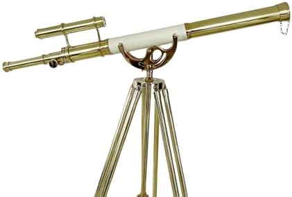 Nautical Brass Telescope with White Leather Wrap