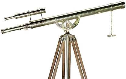 Double Barrel Nautical Brass Telescope with Teak Wooden Tripod