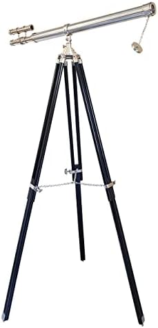 Vintage Brass Telescope with Adjustable Wooden Tripod