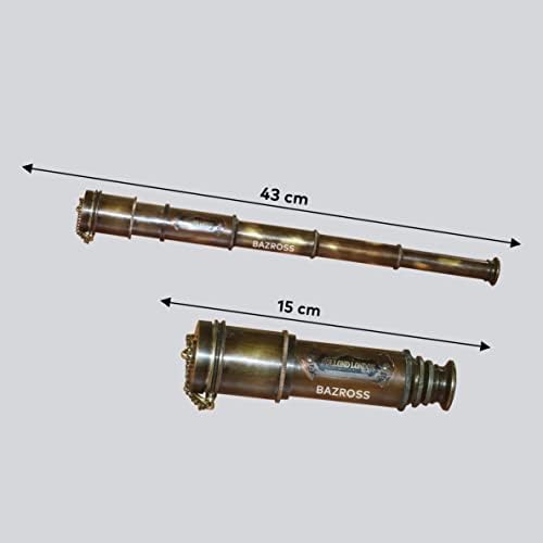 BAZROSS Brass Pirate Spyglass Telescope - 15x Magnification