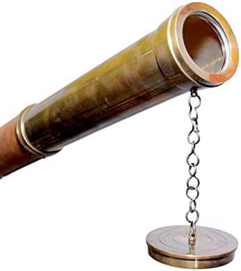 Vintage Brass Telescope with Wooden Tripod Stand
