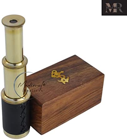 6 Brass Handheld Telescope with Wooden Box