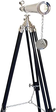 Vintage Brass Telescope with Adjustable Wooden Tripod
