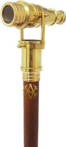 Unisex Wooden Walking Cane with Telescope