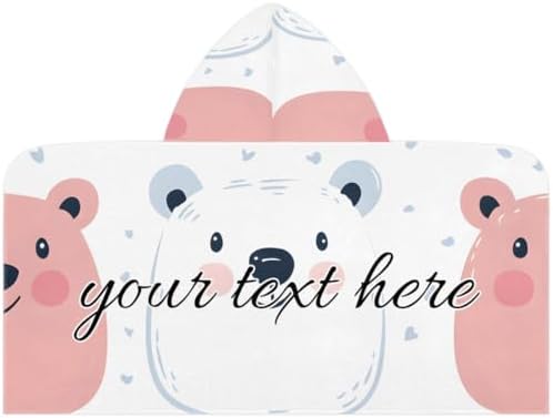 Personalized Cartoon Bear Kids Beach Towel for Boys Girls