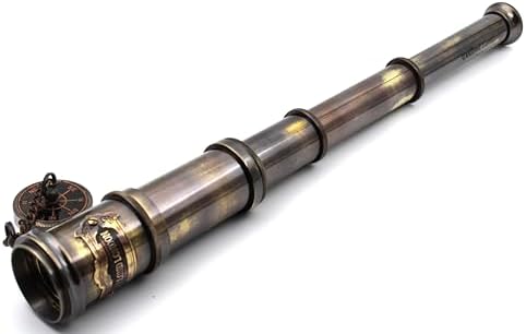 Vintage Nautical Brass Telescope with Wood Box