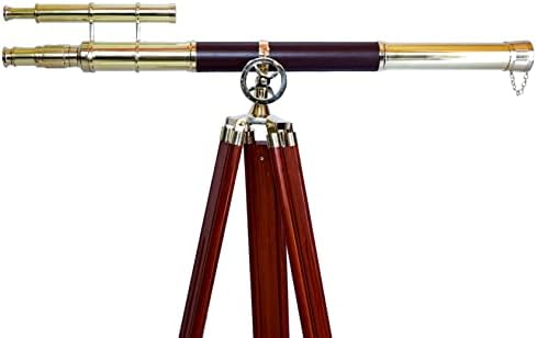 Antiqueex Nautical Brass Telescope Tripod Stand