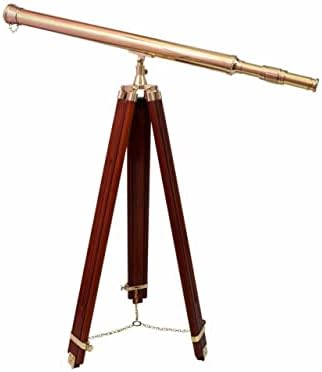 Decorative Telescope with Brass and Wooden Stand
