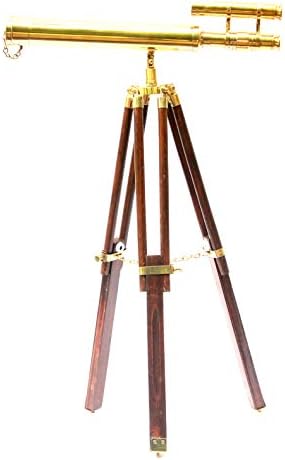 Brass Shiny Table Ware Decor Telescope Double Barrel