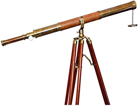 Vintage Brass Telescope with Wooden Tripod Stand