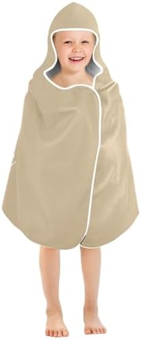Custom Beige Hooded Kids Beach Towel for Boys Girls