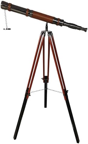 Antique Brass Telescope with Wooden Tripod