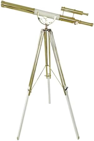 Nautical Brass Telescope with White Leather Wrap
