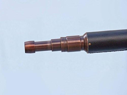 Hampton Nautical Floor Standing Antique Copper Telescope with Leather 65