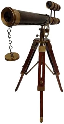 Decorative Brass Telescope with Wooden Tripod Stand