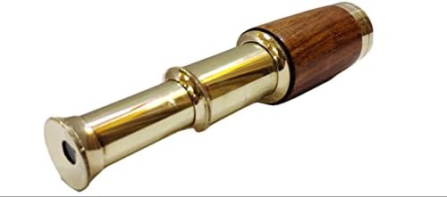 Mini Pirate Spyglass Brass Collapsible Telescope with Wooden Box