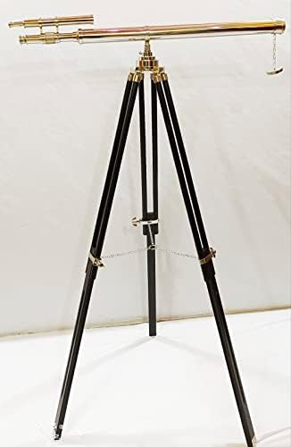 Marine Navy Designer Floor Standing Black Telescope with Chrome Finish