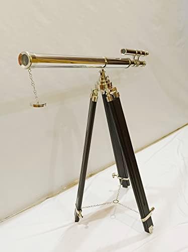 Marine Navy Designer Floor Standing Black Telescope with Chrome Finish