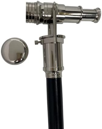 Walking Cane with Telescope Brass Handle Foldable Nautical Wooden Walking Stick