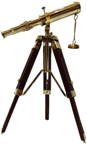 Nautical Marine Handmade Brass Telescope with Wooden Tripod Stand