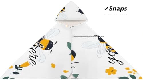 Personalized Kids Hooded Beach Towel Bumble Bee Floral