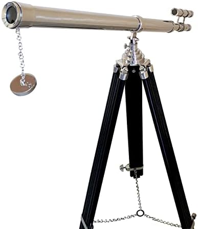 Vintage Brass Telescope with Adjustable Wooden Tripod