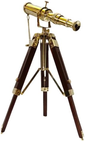 Nautical Marine Handmade Brass Telescope with Wooden Tripod Stand