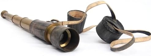 Antique Style Brass Telescope with Leather Cover