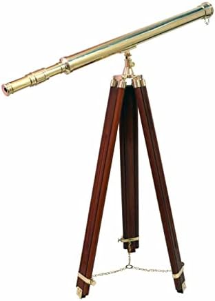 Decorative Telescope with Brass and Wooden Stand