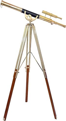 Navirock Decorative Brass Telescope with Wooden Tripod Stand