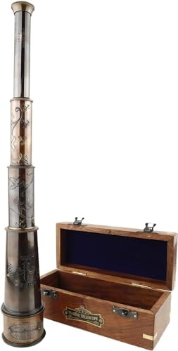 16 Inch Antique Brass Telescope With Leather Case