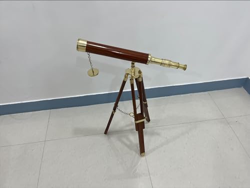 25 Inch Brass Telescope with Wooden Tripod Stand