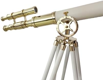 Nautical Shiny Brass Telescope with Wooden Tripod