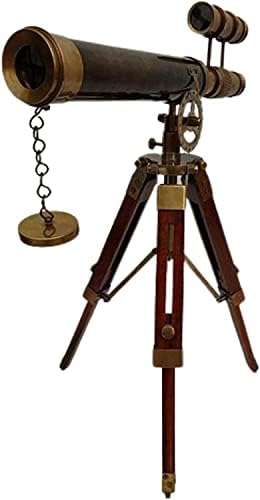 Decorative Brass Telescope with Wooden Tripod Stand