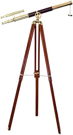Antiqueex Nautical Brass Telescope Tripod Stand