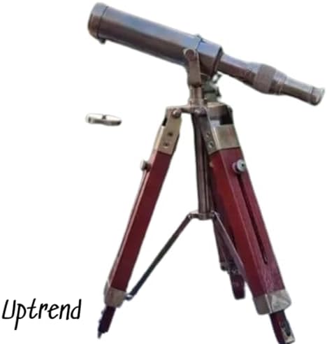 12 Inch Antique Brass Telescope with Wooden Tripod