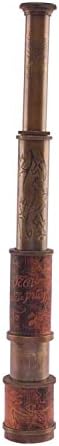 ALFAMART HT Brass Telescope with Wooden Tripod Nautical Spyglass 10X Magnification