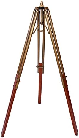 Handmade Antique Brass Telescope with Wooden Tripod