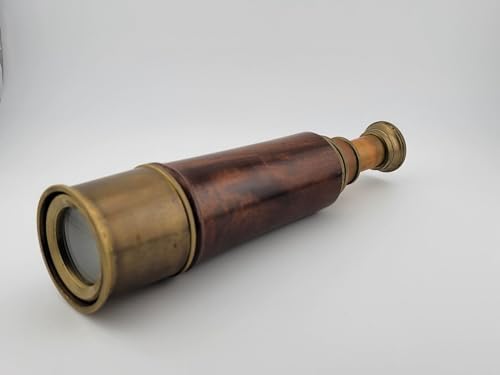 Vintage Brass Spyglass Telescope with Wooden Tripod
